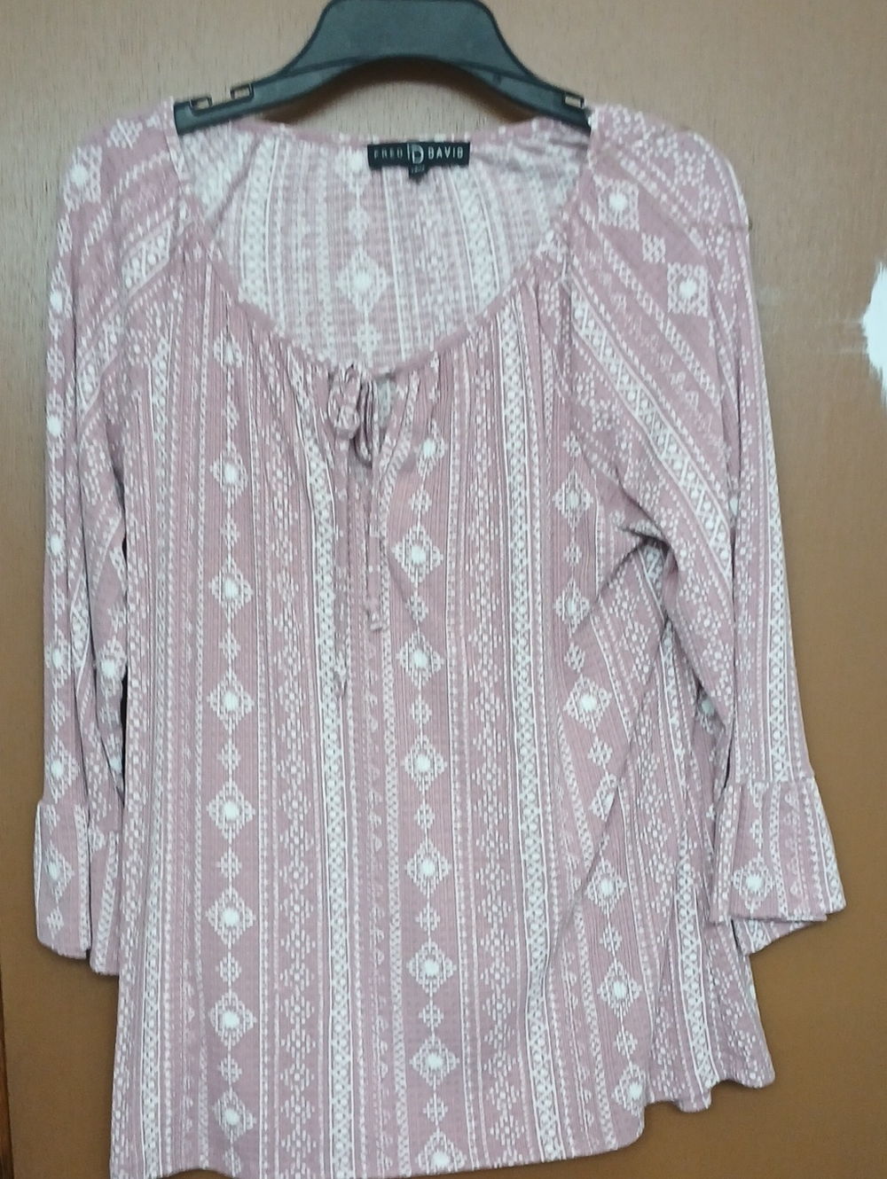 Fred David Dusty Rose Printed Boho Blouse